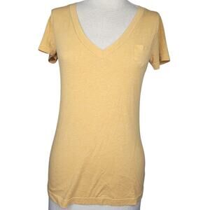 Cotton Blend Yellow Basic Tee Shirt Size Small